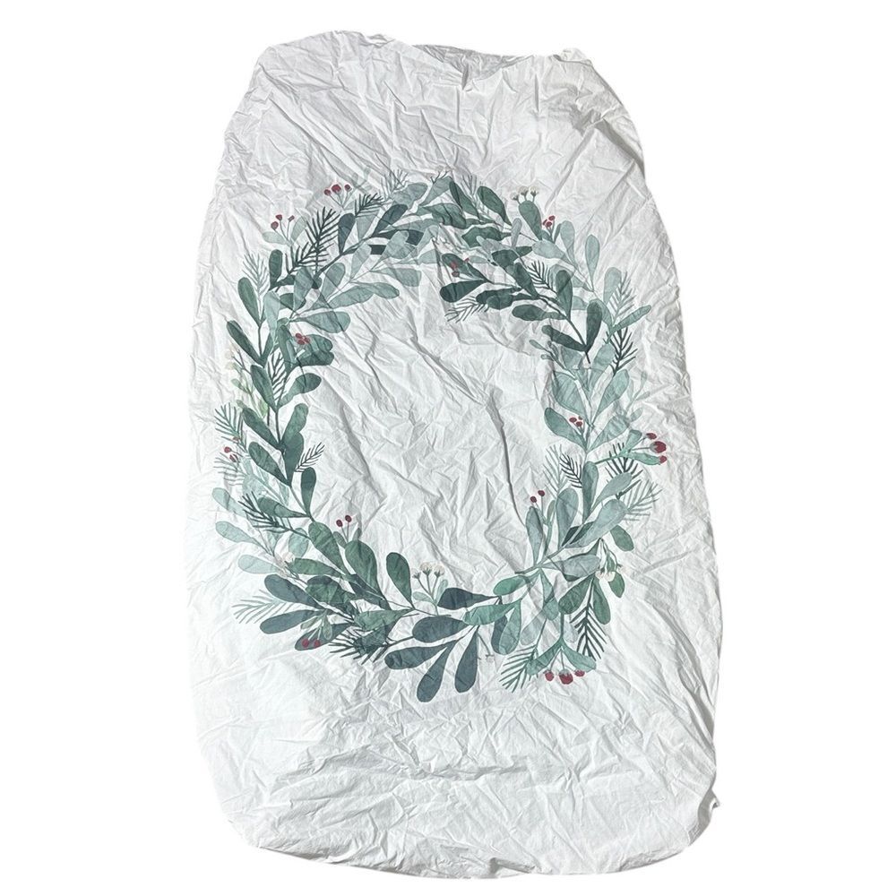 Pottery barn kids crib sheet picture perfect‎ holiday wreath foliage cotton